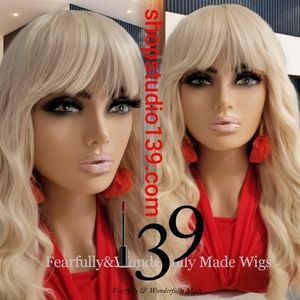 Sexy human hair Blonde deep wave bang wig